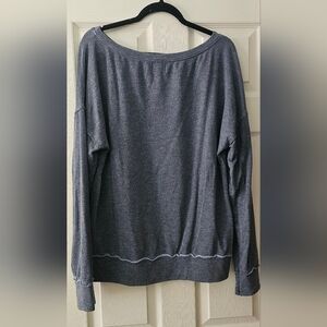 Sundry Off-the-Shoulder Gray-ish Blue Sweatshirt